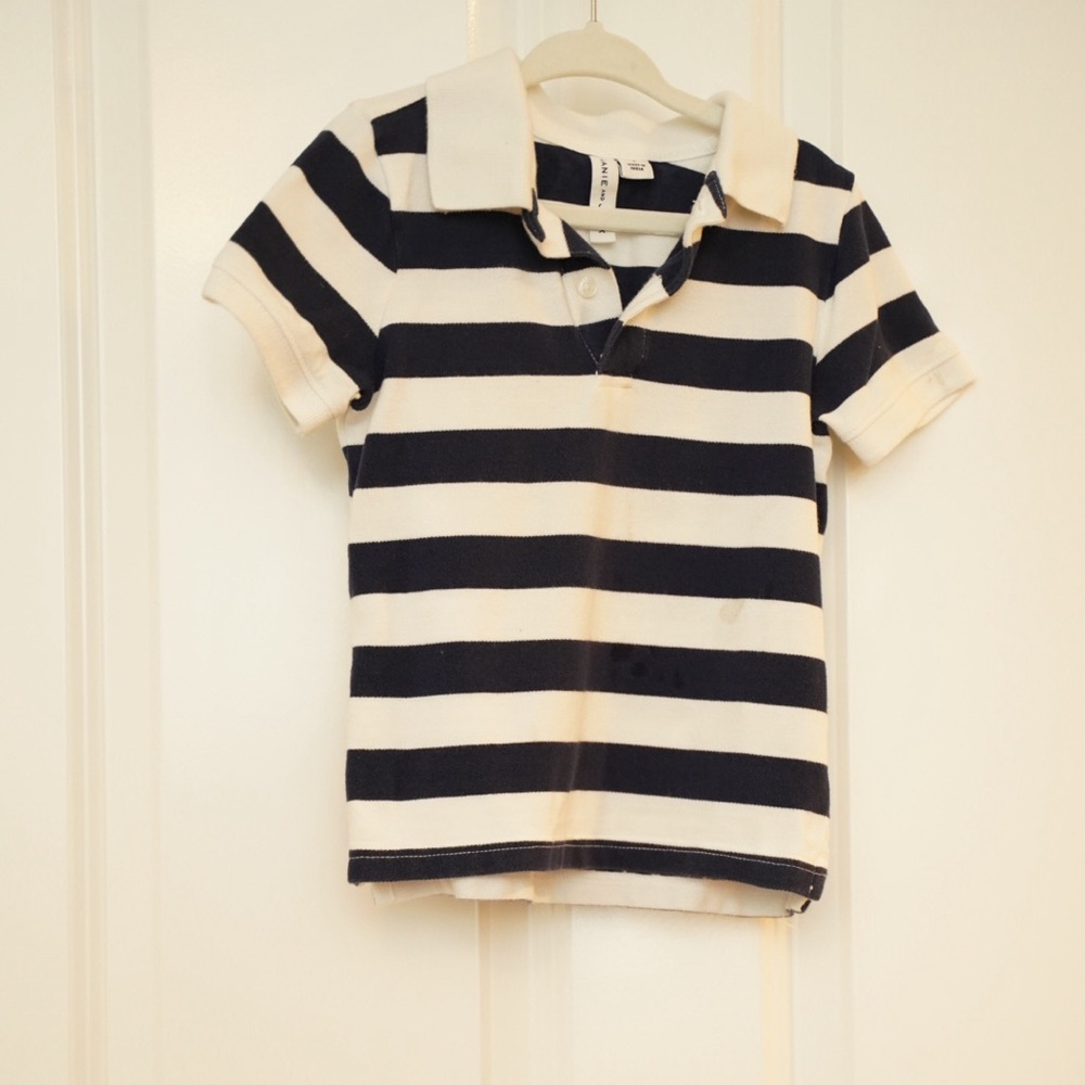 Janie and Jack Navy and White Striped Polo